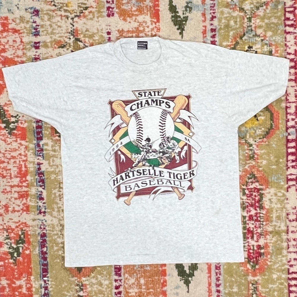 Vintage 90s Hartselle Tiger Baseball State Champions 1994 Tee Tshirt